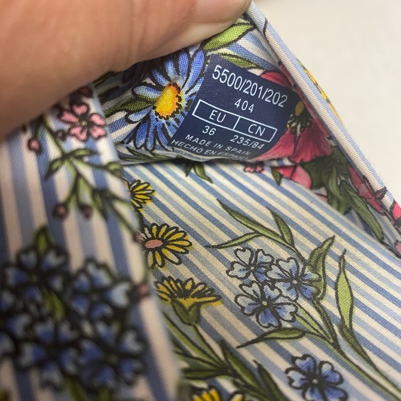 Zara Stripe w/Floral Print Raffia Espadrilles - Picture 6 of 9